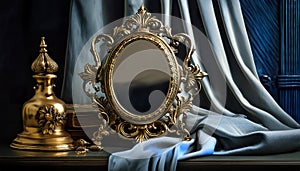 Regal Reflections: Golden Mirror and Antique Accents