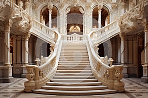 Regal Stairs hall palace. Generate Ai