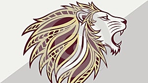 Decorative Lion Head Vector Illustration, Regal Animal Art, vector design Generative AI photo