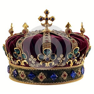 Regal Velvet and Gold Crown Embellished with Jewels