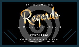 Regards font. Abstract modern urban alphabet fonts.