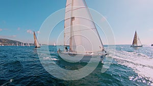 Regatta or sailing race on sunny summer day