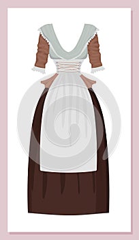 Regency maid dress. Neoclassicism costume. Domestic maid, governess, nanny uniform