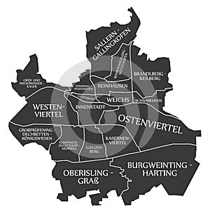 Regensburg City Map Germany DE labelled black illustration