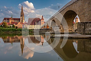 Regensburg, Germany at sunset.