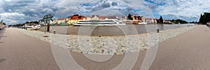 Regensburg. View of the old city embankment along the Danube.