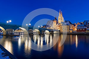 Regensburg on a winter evening