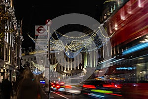 REGENT STREET, LONDON, ENGLAND- 14 November 2021: Regent Street Christmas lights 2021