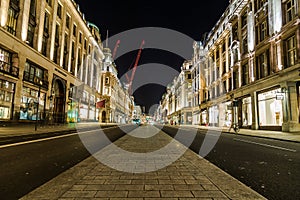 Regent Street in London at night