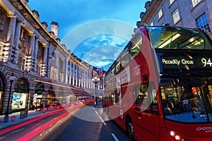 Regent Street in London, UK, at night