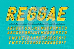 Reggae condensed display font popart design, alphabet, letters