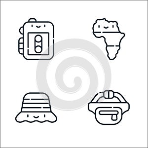 reggae line icons. linear set. quality vector line set such as fanny pack, bucket, africa