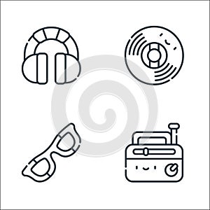 Reggae line icons. linear set. quality vector line set such as old radio, sunglasses, vinyl record