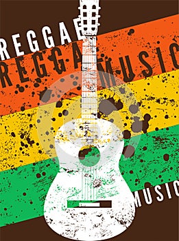 Reggae music poster. Retro typographical grunge vector illustration. photo
