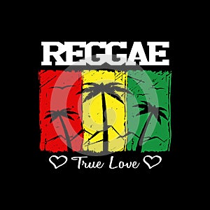 Reggae print music theme illustration, for t-shirt photo