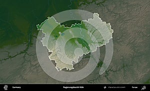 Regierungsbezirk Koln highlighted, Germany. Physical