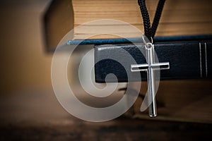Regilion concept with cross object. christian background