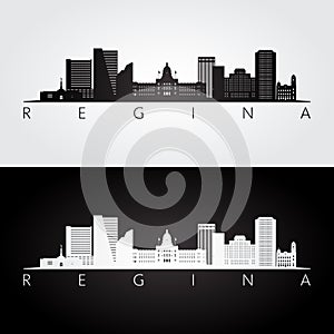Regina skyline and landmarks silhouette photo