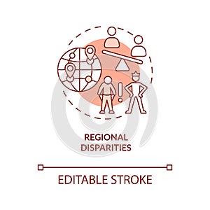 Regional disparities red concept icon