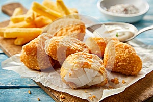 Regional Dutch cuisine with breaded kibbeling