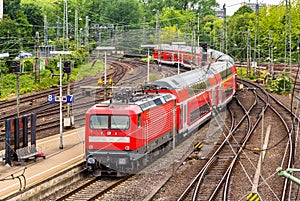 Regional express train in Hamburg Hauptbahnhof station