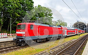 A regional express train in Kiel Central Station