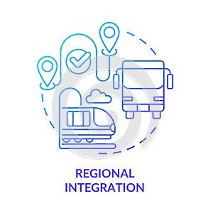 Regional integration blue gradient concept icon