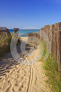 The Regional Natural Park Dune Costiere,Apulia ITALY. Sea horizon: view from fence between sea dunes.