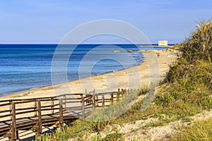 The Regional Natural Park Dune Costiere (Torre Canne): wooden walkway between sea dunes. (Apulia)-ITALY-