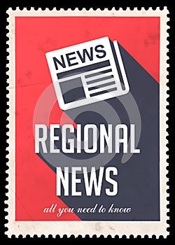 Regional News on Red in Flat Design.