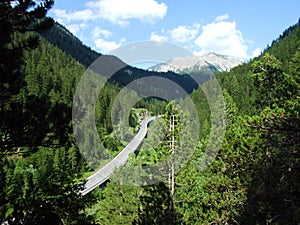 Regional road between the alpine settlements Steg and Malbun, and along the valley of the Malunbach stream in the Lichtenstein