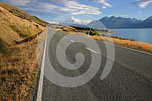 Regional road at Lake Pukaki photo