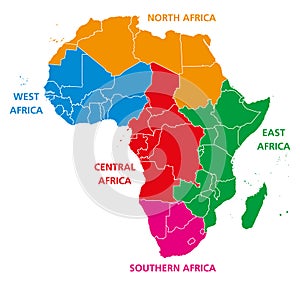 Regions of Africa political map photo