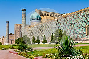 Registan Square in Samarkand, Uzbekistan empty with no people