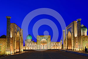 Historical Registan Square in Samarkand, Uzbekistan photo