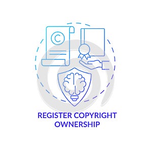 Register copyright ownership blue gradient concept icon