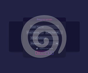 Register form, web ui design
