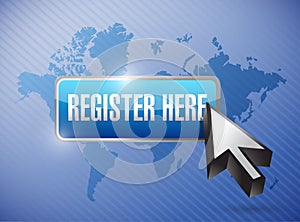 Register here button and cursor
