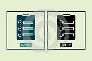 Register icon. icon related to UI elements. suitable for web site, app, user interfaces,element, printable etc. solid icon style.
