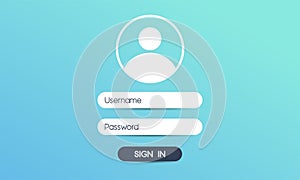 Register page design. Login form account user password identity ui web log screen security profile privacy app interface