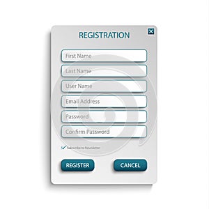 Register web screen with atypical buttons template