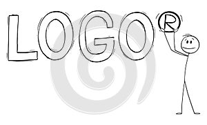 Register Your Company Logo Design, Vector Cartoon Stick Figure Illustration