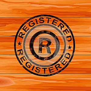 Registered concept icon means copyrighted or trademarked products - 3d illustration photo