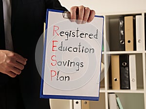 Registered Education Savings Plan RESP is shown on the business photo