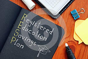 Registered Education Savings Plan RESP is shown on the conceptual photo