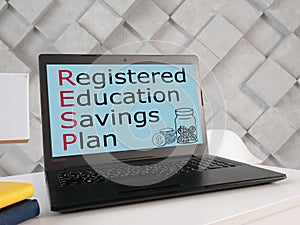 Registered Education Savings Plan RESP is shown on the photo using the text