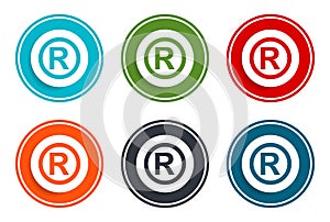 Registered symbol icon flat vector illustration design round buttons collection 6 concept colorful frame simple circle set