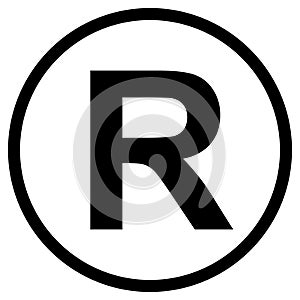 Registered trademark symbol, isolated vector illustration.