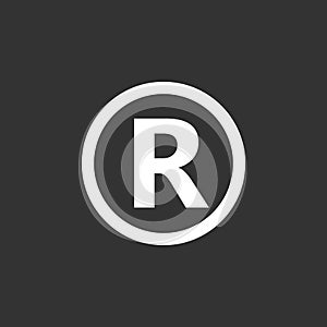 Registered Trademark symbol. Vector illustration, flat design