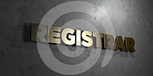 Registrar - Gold text on black background - 3D rendered royalty free stock picture